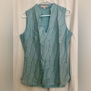 Etcetera Light Sage V-Neck Sleeveless Blouse Size 6
